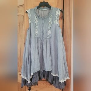 Rye Boutique Dress Size Medium M Tie Front Layered Ruffles